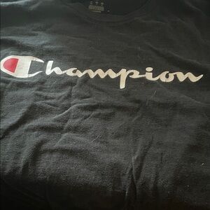 Champion Black Tee with Iconic Logo